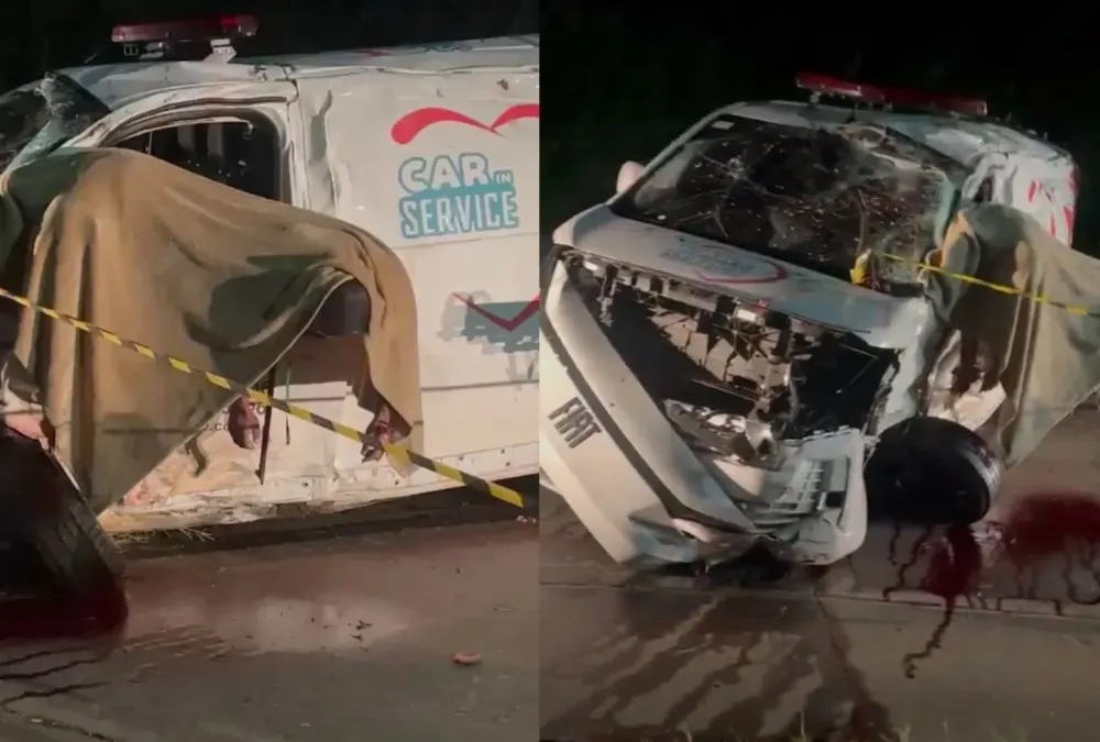 Colisão entre ambulância e carreta deixa dois mortos na BR-364